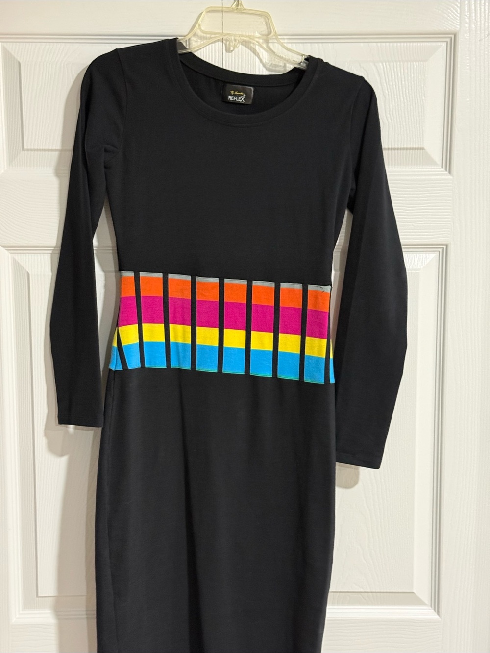 Black Women’s Dress with Rainbow Waistband - Unbranded